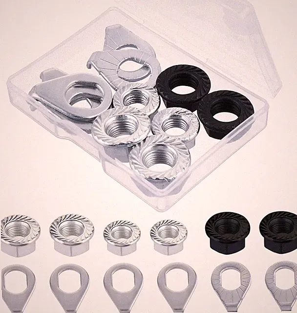 12Pcs Bike Axle Nut and Safety Washer Kit, Bike Nuts for Wheels, Mountain Bike