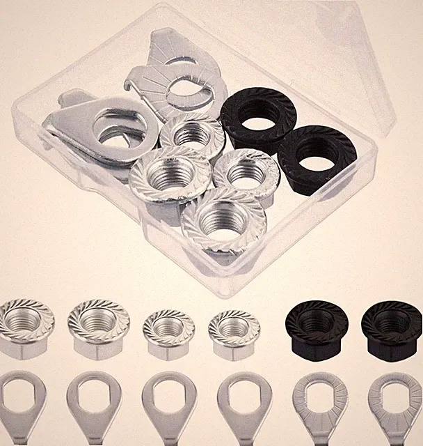 12Pcs Bike Axle Nut and Safety Washer Kit, Bike Nuts for Wheels, Mountain Bike A