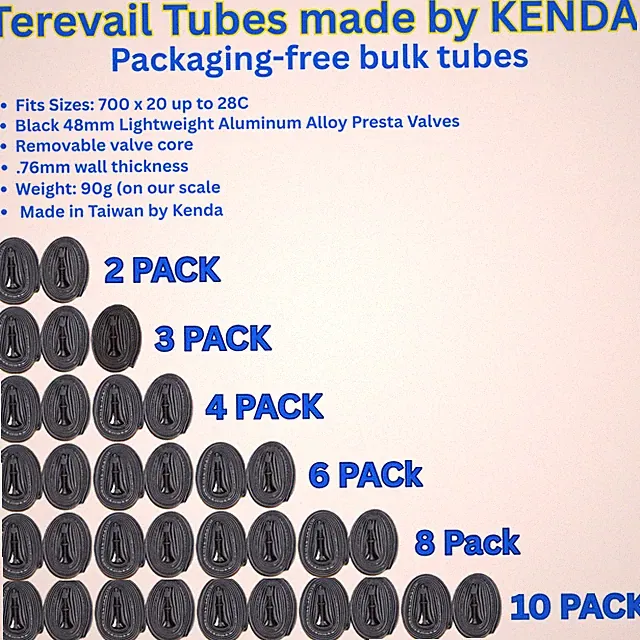 2 to 10 Pack 700x23 700x25 700x28c KENDA 48mm Black Presta Valve Inner Tubes