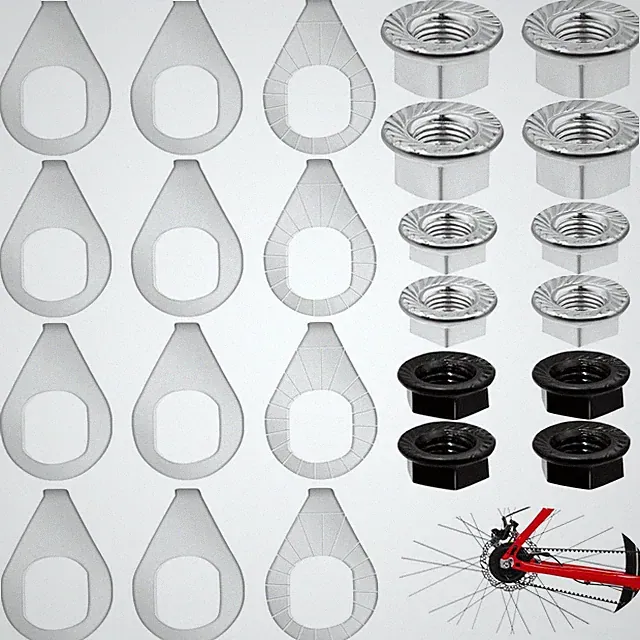 24PCS Bike Axle Nuts & Safety Washers Kit, 3 Sizes M8/M9.5/M10 Bicycle Wheel Hub