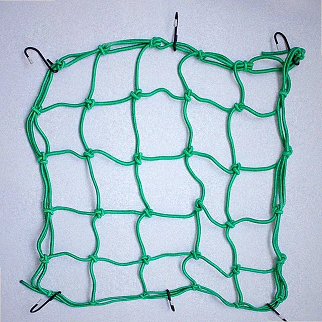 2pcs 6 Hook Green Bungee Cord Cargo Net 13" x 13" for Bicycle Motorcycle