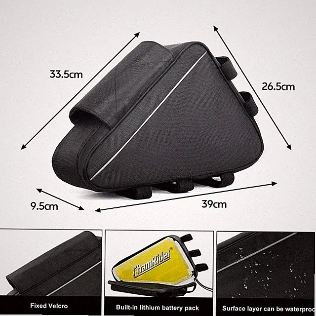 36V 48V 60V 72V E-BIKE Electric Bicycle Triangle Battery Bag Black Bicycle Frame