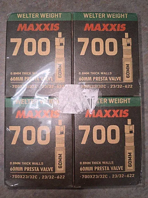 4 Pack Maxxis 700c Bicycle Inner Tubes 60mm Presta Valve New Road Bike Tubes