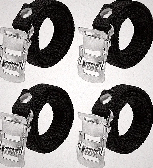 4 PCS Bike Pedal Straps Universal Replacement Foot Large, black