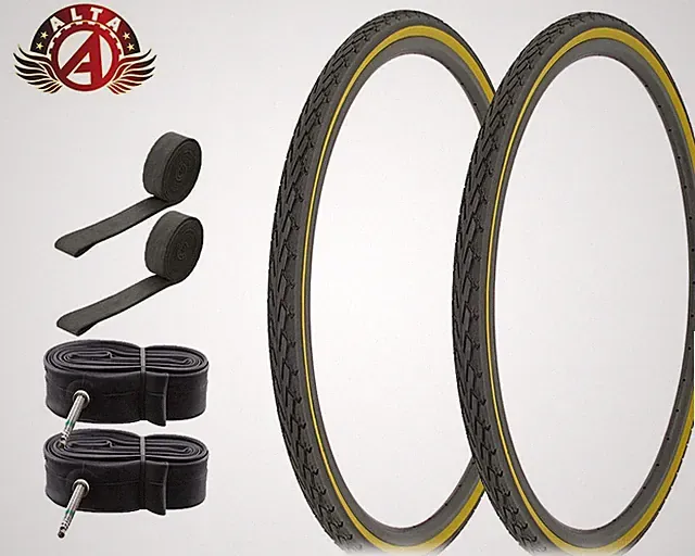 ALTA 700 x 40c Cordoba Tires – Black/Gum Wire Bead Urban Bike w/60mm TUBEs (6pc)