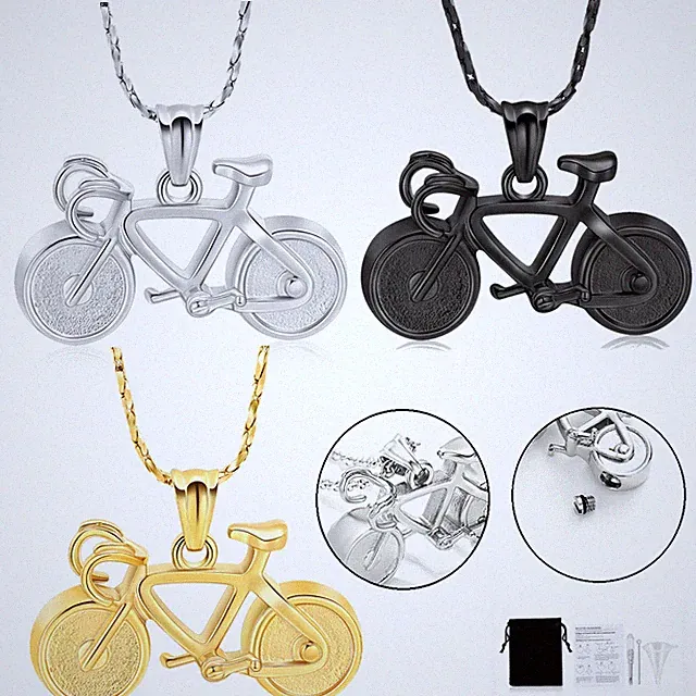 Bicycle Cremation Jewelry for Ashes Bike Urn Necklace Memorial Urn for Men Women