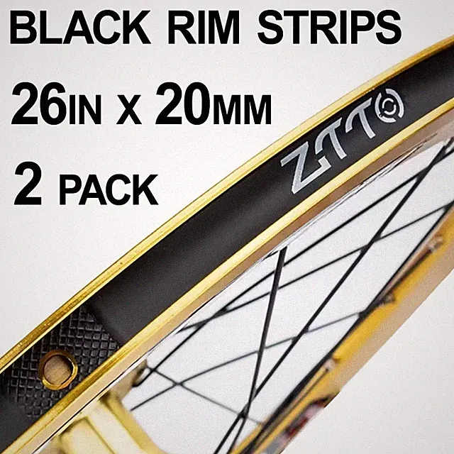 Black Bicycle Wheel Rim Strips - 26 inch x 20mm -2 pack- Alternative to Rim Tape