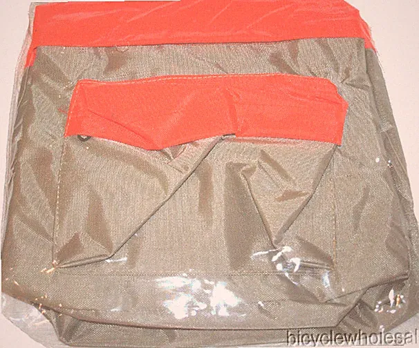 Deluxe Nylon Touring Bicycle Bag / Neon Orange & Tan NEW!