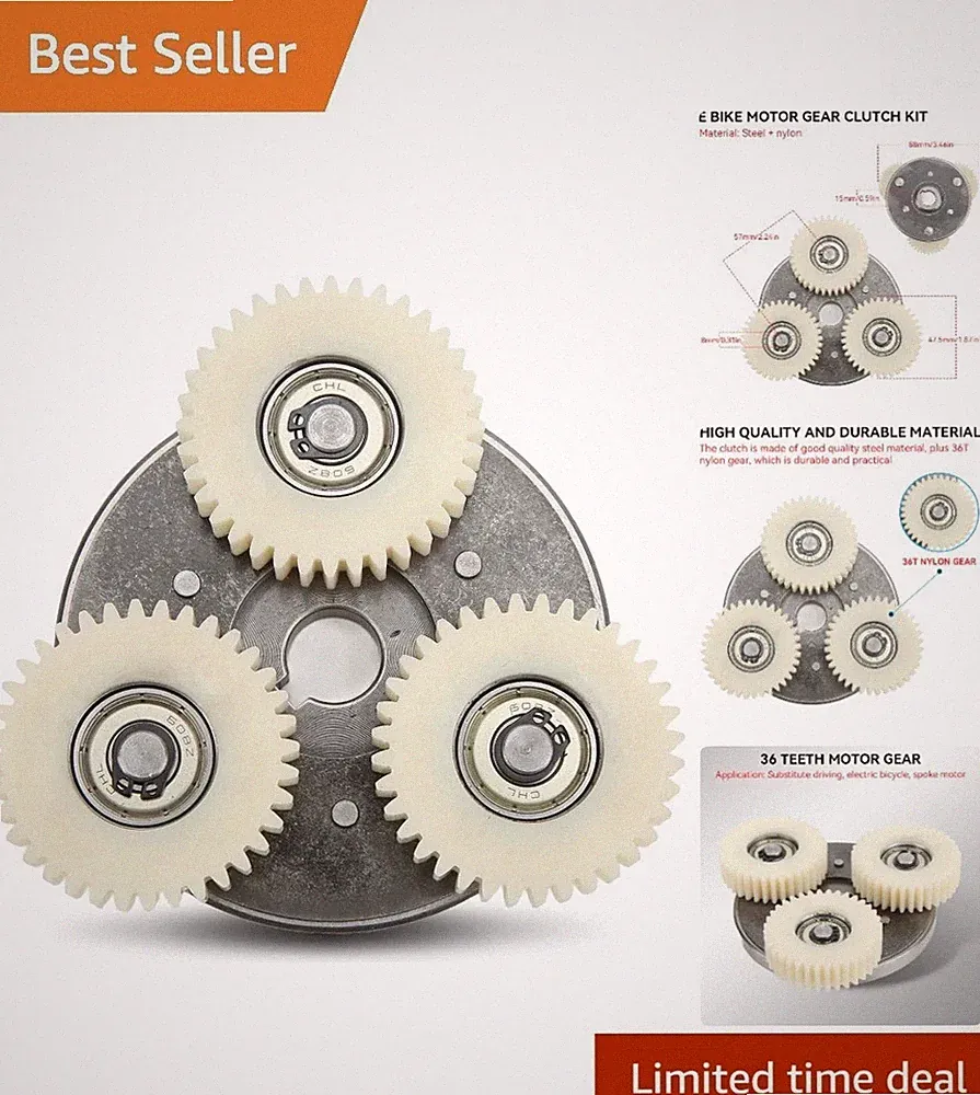 E Bike Motor Gear Clutch Kit, 36T Planetary Nylon Gears Electric Bicycle Acce...