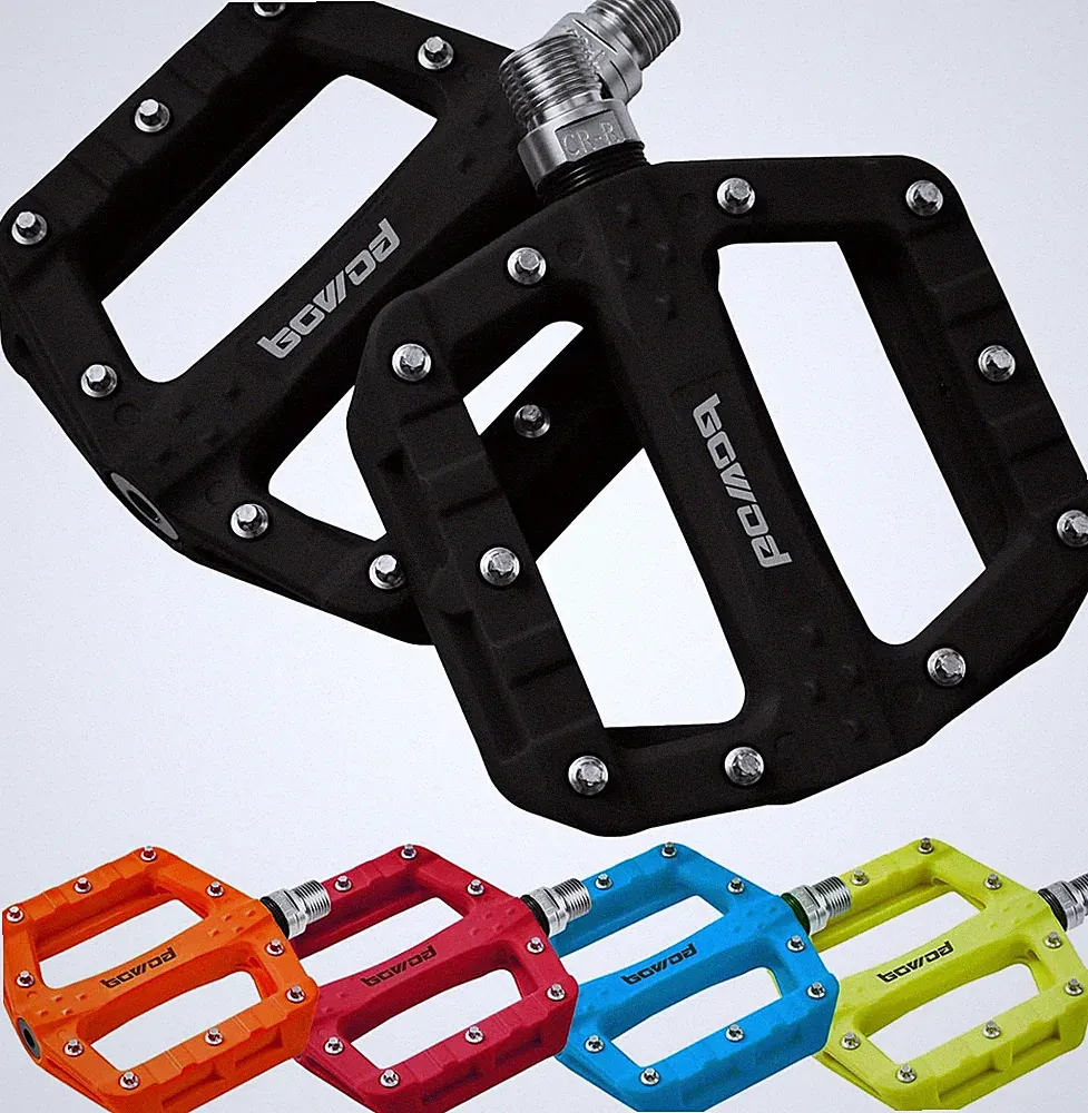 Flat MTB Bicycle Pedals Mountain Bike Colored Pedals, Glass-Fiber Nylon Composit