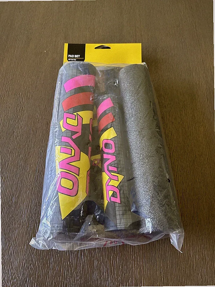 GT DYNO 1987 re-issue 3 Piece Nylon BMX Bicycle Padset - PINK RED YELLOW