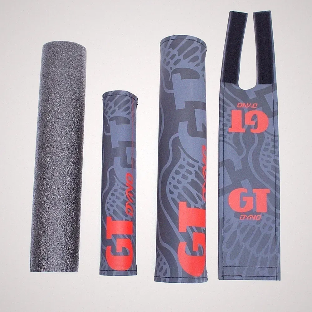 GT DYNO 1989 re-issue 3 Piece Nylon BMX Bicycle Padset - BLACK GRAY RED