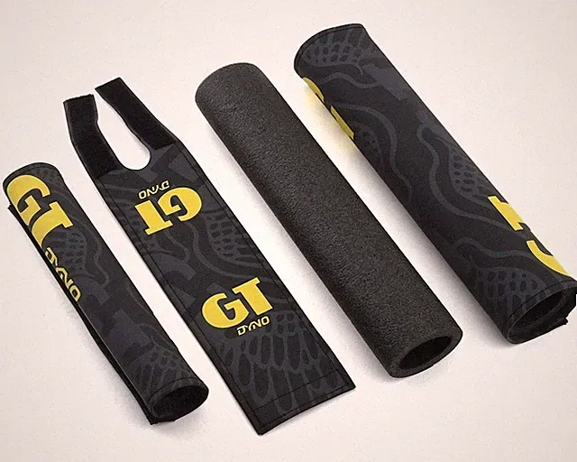 GT DYNO 1989 re-issue 3 Piece Nylon BMX Bicycle Padset - BLACK GRAY YELLOW