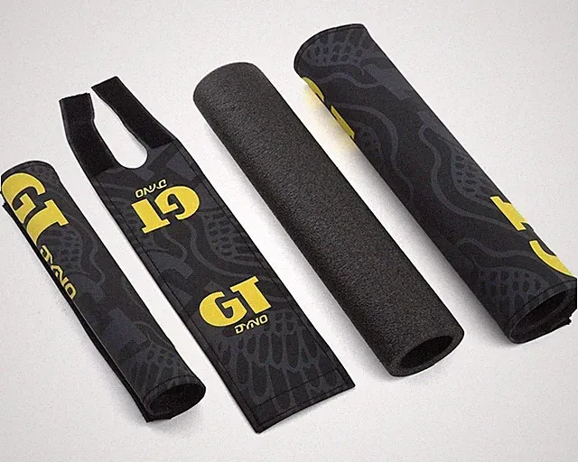 GT DYNO Bike Pad Set 1989 re-issue 3 Piece Nylon BMX Bicycle Black Yellow Gray