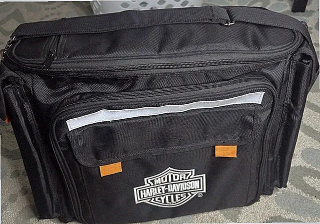 Harley Davidson Black Insulated Picnic Cooler Travel Bag Set Service for 2