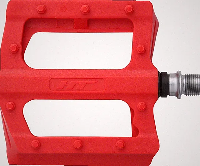 HT PA12 Bicycle Platform Pedals 9/16" Nylon Reinforced Composite Body Pins RED
