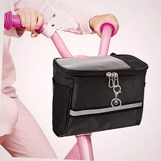Kids Bike Basket, Bicycle Bag Front, Waterproof Handlebar Basket for Boys Black