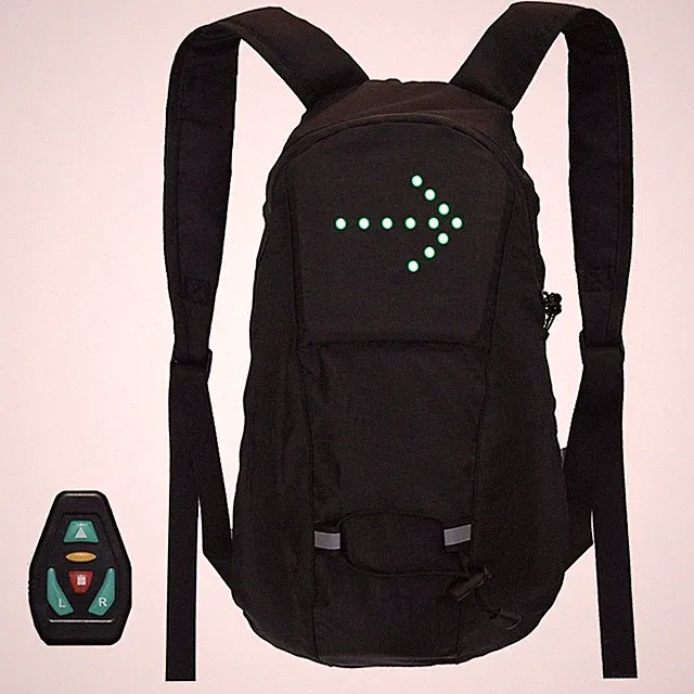 LED Turn Signal Backpack Remote Control Bike Cycling Night Safety Light
