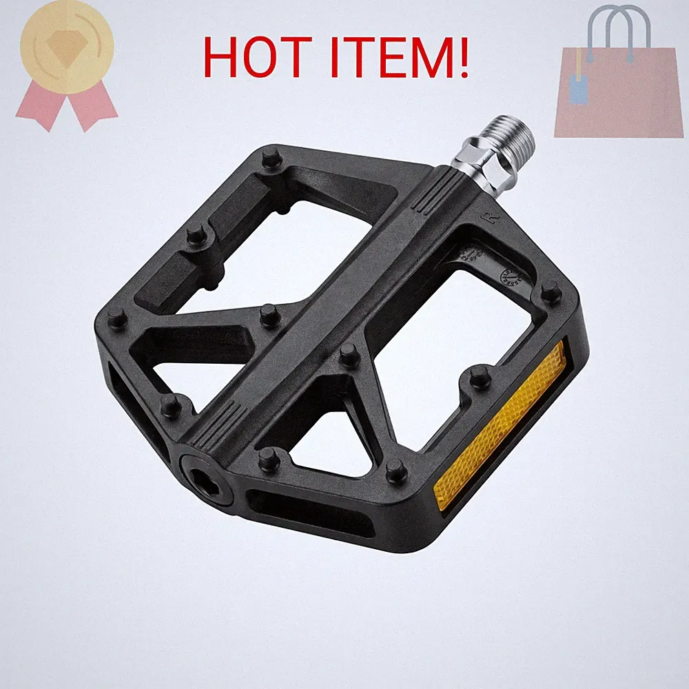 LOXCUTT Nylon Mountain Bike Pedals, Non-Slip Wide Platform Flat Bicycle Pedals 9