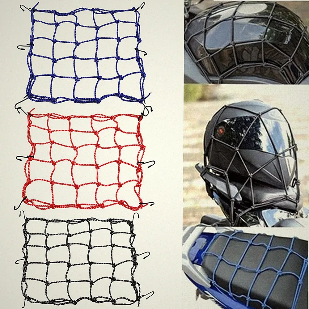 Motorcycle Cargo Luggage Net Portable 6 Hooks Net Bicycle Bungee-Cord 16" x 16"