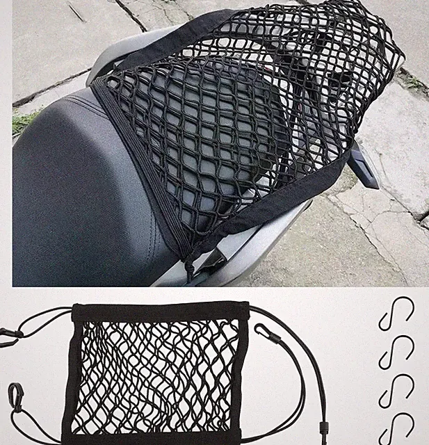 Motorcycle Cargo Net for Helmet Storage, 9.4''×10.6'' High Elastic Double Layer