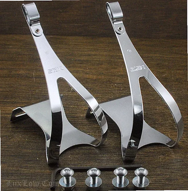 NOS MKS RoadBike Pedal TOE CLIPS Steel Alloy Leather NJS FixedGear Bicycle Cages