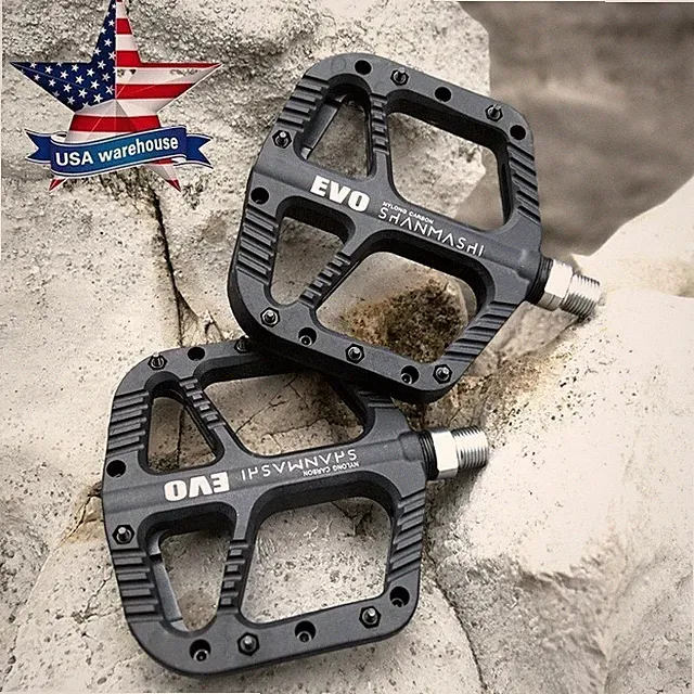Nylon fiber Road MTB Mountain Bike Bicycle Pedal 3 Bearing Flat Pedals Black