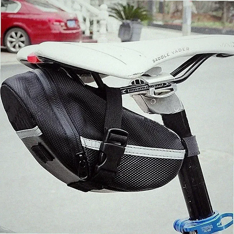 Nylon Waterproof Bicycle Saddle Bag Mountain Bike Rear Tool Storage Pouch 1Pc