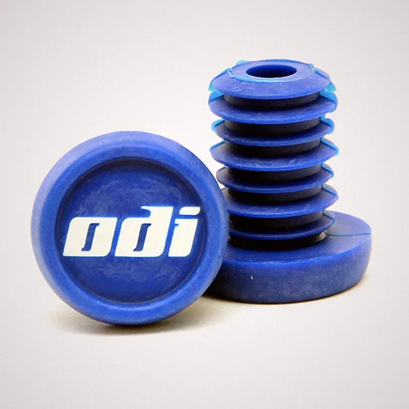 One PAIR ODI BMX bicycle nylon handlebar push-in bar ends plugs -Blue