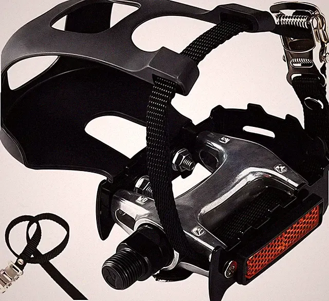 Pro-Grade Spin Bike Pedals with Toe Clips & 4D Adjustable Straps - 9/16" Spindle