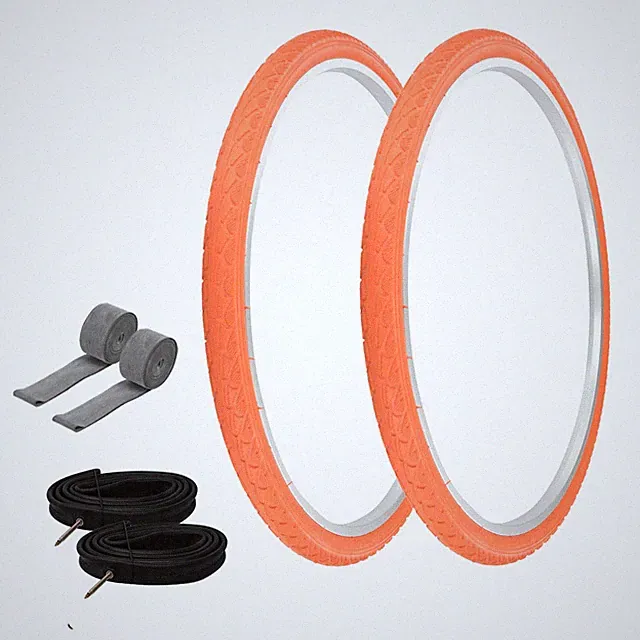 PRO+ TIRES 700 x 40 Orange P-1134 W/ HEAVYDUTY TUBES & RIM STRIPS 60mm Presta