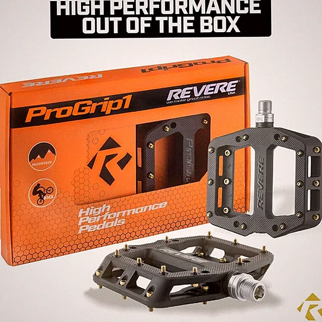 Revere ProGrip 1 Mountain Bike / BMX Platform Pedals – Gold Pins