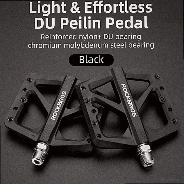 ROCKBROS Bicycle Nylon Pedals Widen DU Bearing Lightweight Cycling Pedals 9/16"