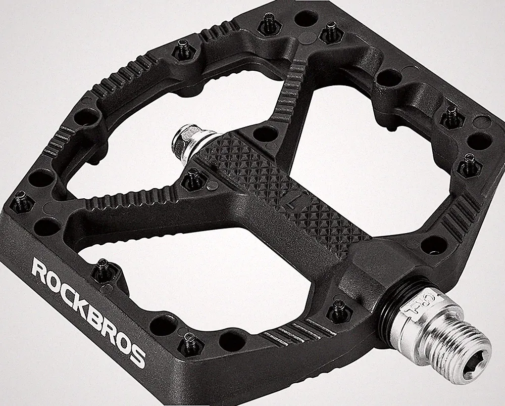 ROCKBROS Bicycle Pedals Flat MTB Pedals Nylon Fiber Bicycle Platform Pedals 9/16