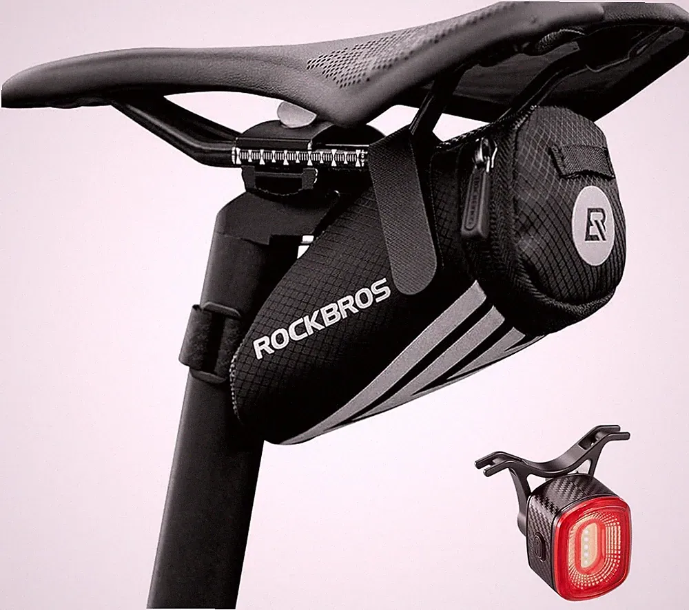 ROCKBROS Bike Saddle Bag Seat Bag with Smart Bike Tail Light for Night Riding