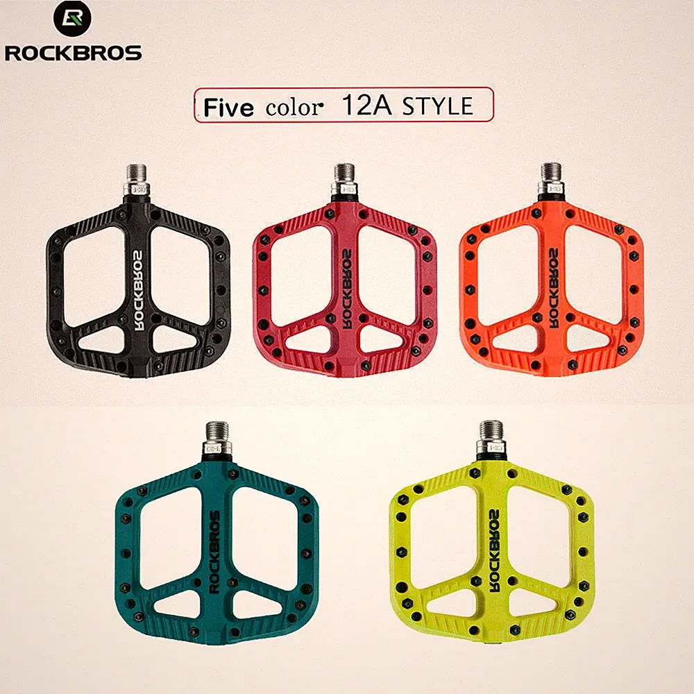 ROCKBROS Mountain Bike Pedals Nylon Composite Bearing 9/16" Widened Flat Pedals