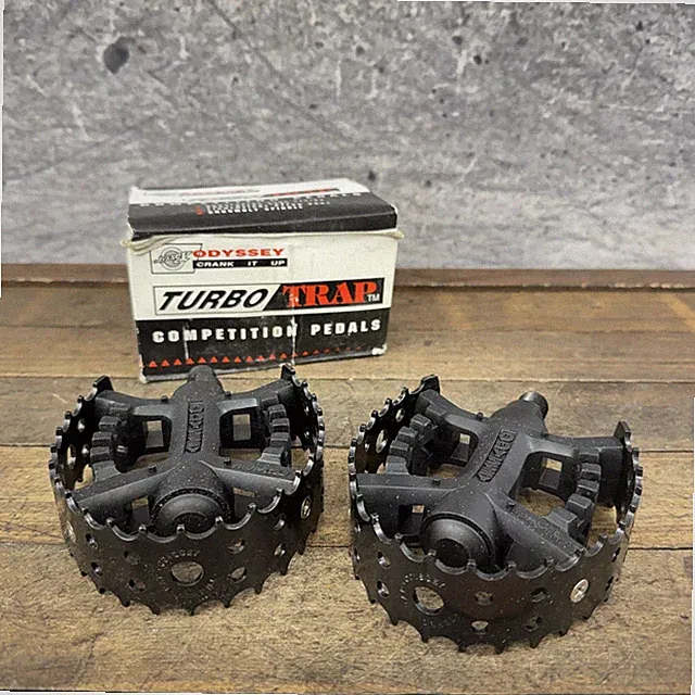 Vintage Odyssey Turbo Trap BMX Pedals 1/2 Black Old School BMX NOS Pair OPC