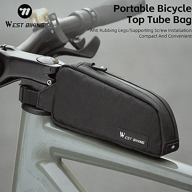 WEST BIKING Bike Top Tube Bag Bicycle Front Frame Cycling Bag Strap Screw Fixed