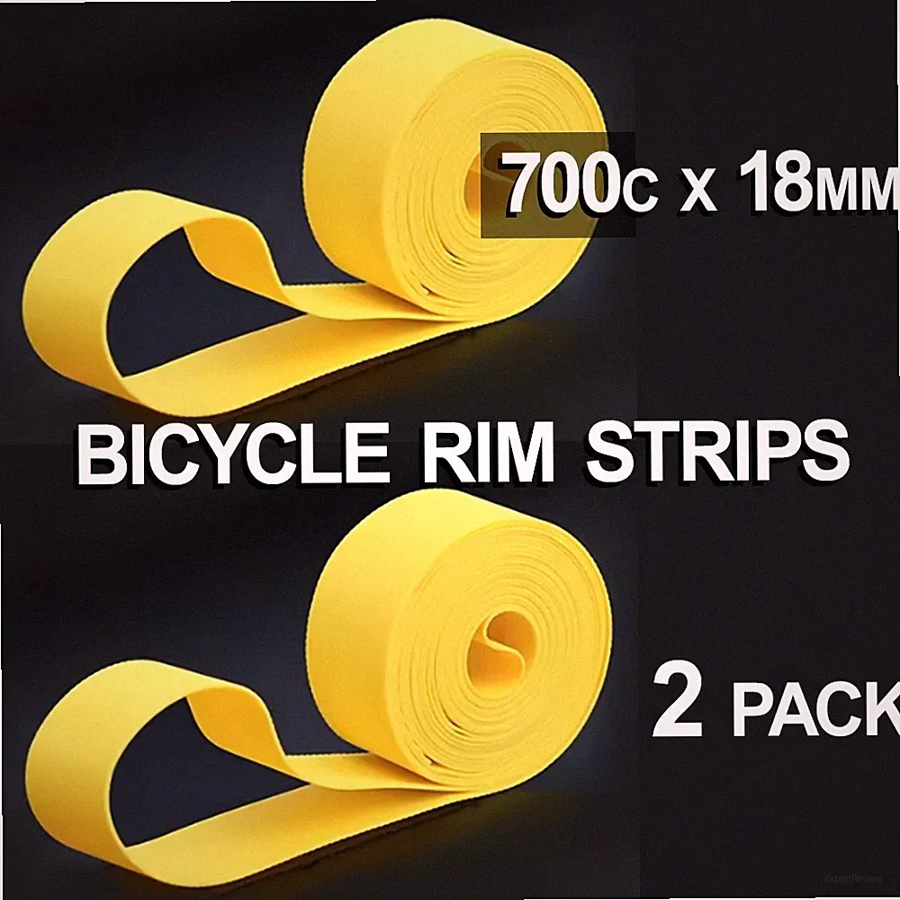 Yellow Bicycle Wheel Rim Strips - 700c x 18mm - 2 pack - Alternative to Rim Tape