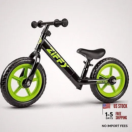 ZIFFY 12 Inch Toddler Balance Bike for 2-5 Years Old, No-Pedal Kids Black
